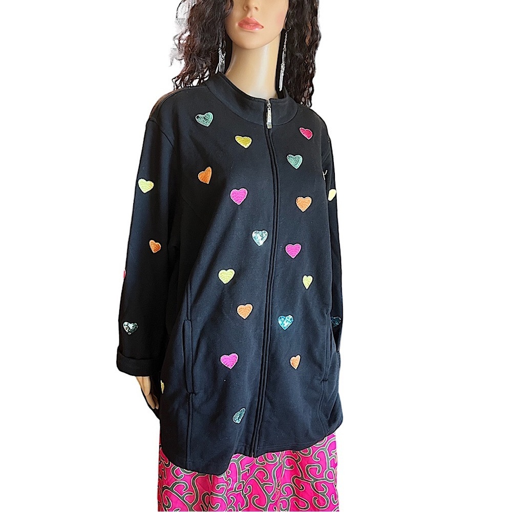 Quacker Factory Heart Design Sequin & Embroidered… - image 3